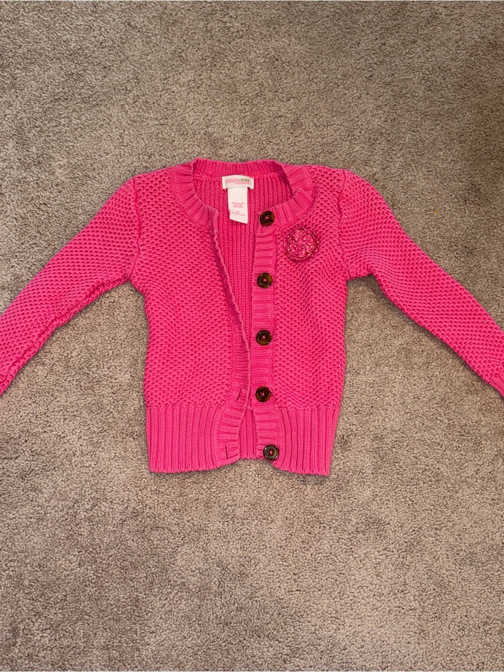 OshKosh B'gosh Bright Pink Knit Button-Up Cardigan 4T
